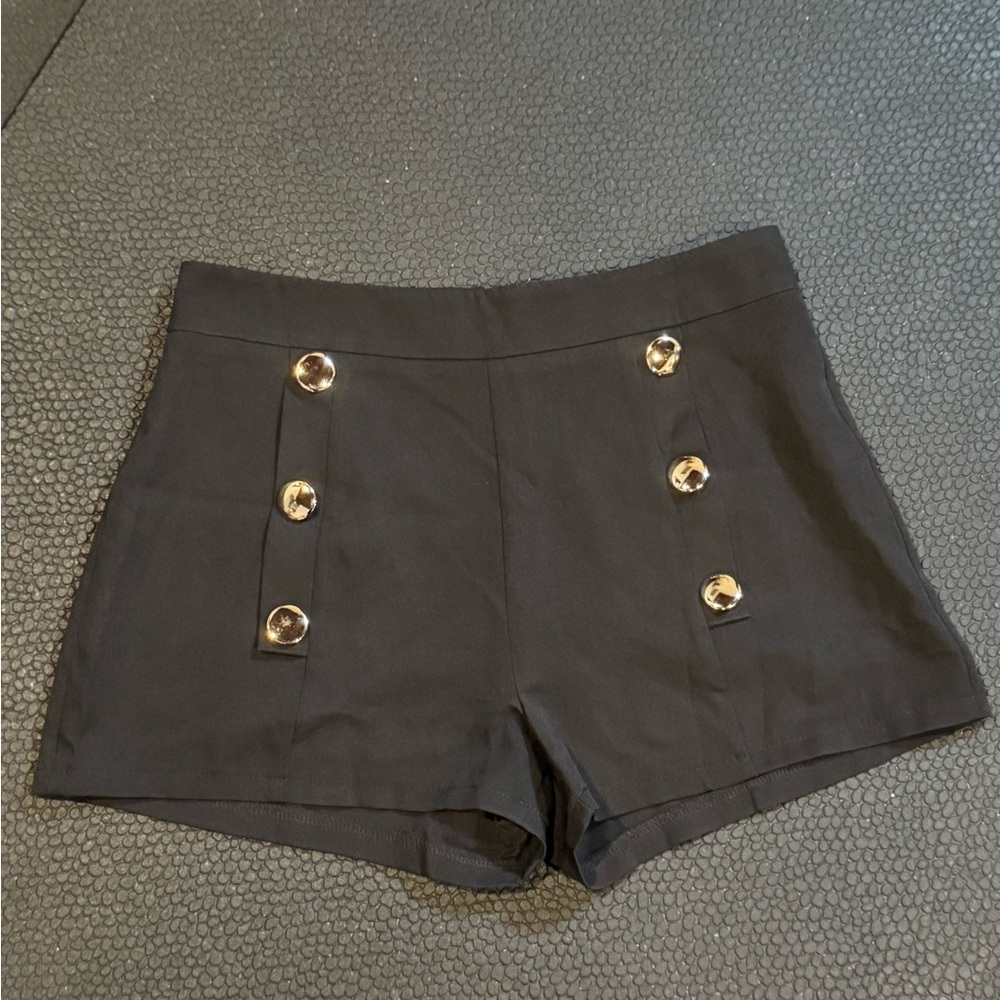 Black Button-Detail Women's Shorts